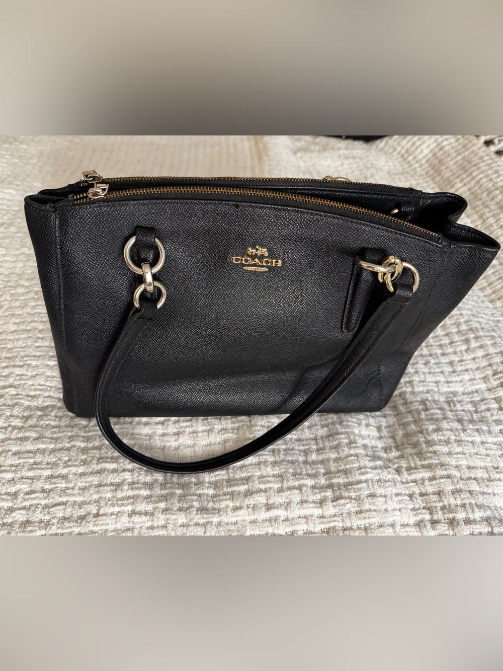 COACH Christie Carryall in Black Pebbled Leather